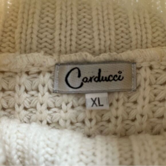 Carducci Cream Cable Knit Chunky Turtleneck Pullover Sweater - Picture 6 of 7